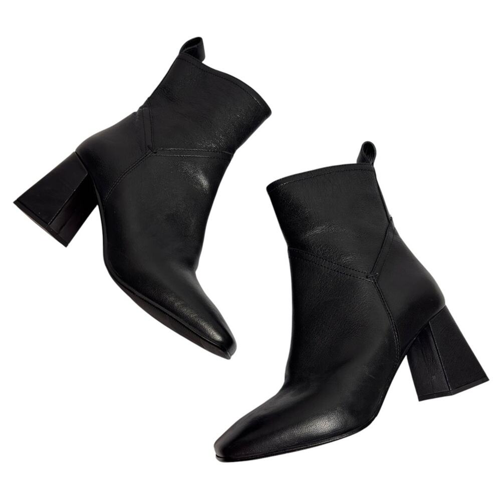 DAVOS GOMMA BLACK LEATHER HEEL WOMEN BOOTS SIZE 37 MADE IN ITALY